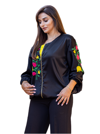 Short Satin Jacket Medium Embroidery 