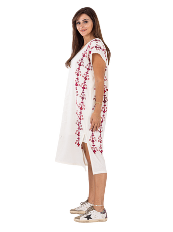 Dress Linen Knee Height Medium Embroidery Urouk Front and Back 