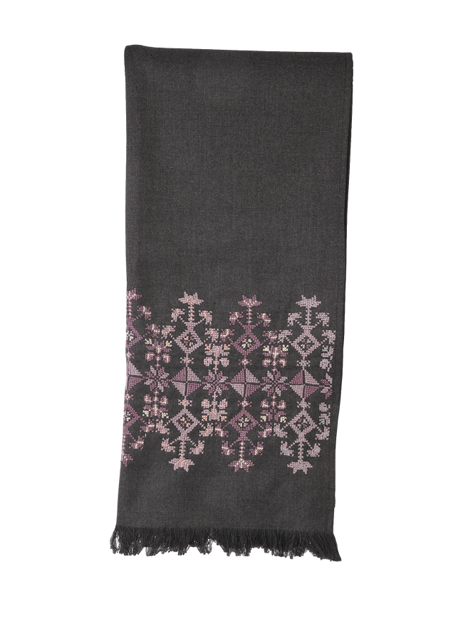 Shawl Wool & Crep Heavy Embroidery Rectangle