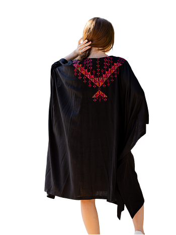 Blouse Linen Knee Height Medium Embroidery Front & Back Gaza embroidery