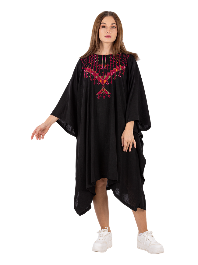 Blouse Linen Knee Height Medium Embroidery Front & Back Gaza embroidery