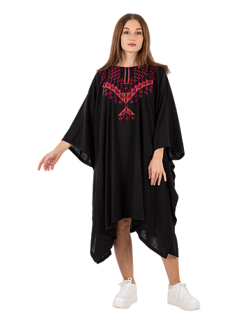 Blouse Linen Knee Height Medium Embroidery Front & Back Gaza embroidery